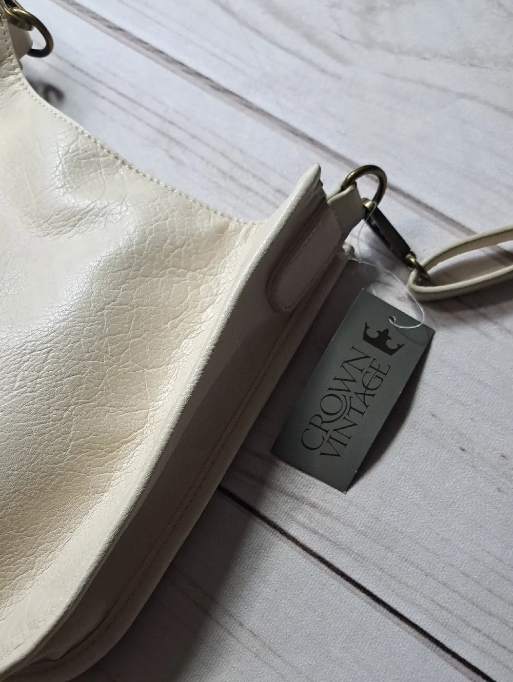 Crown Vintage Cream Crossbody Bag